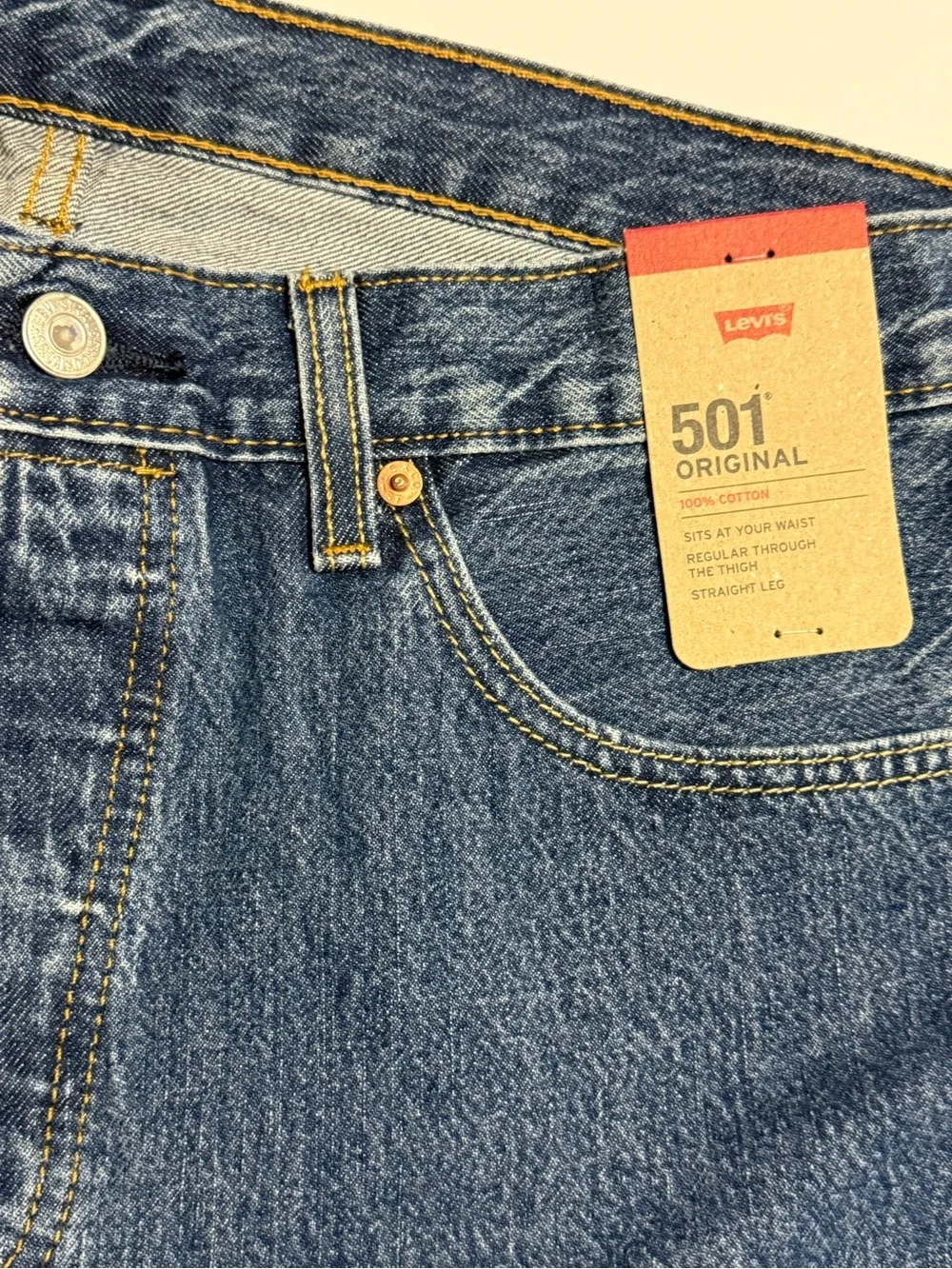 Levi's 501 Straight-Leg Classic Blue Denim Jeans